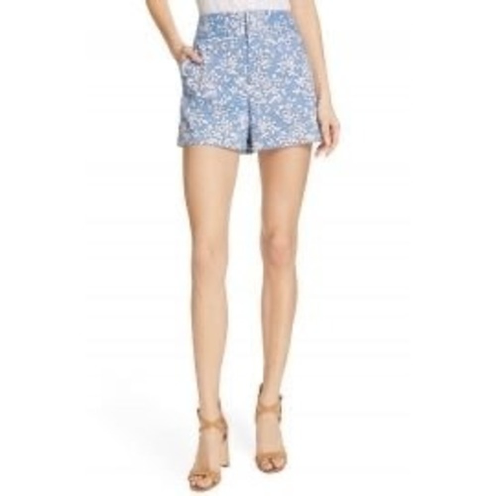 Alice + Olivia Women's High Waist Floral Print Blue Sz 4